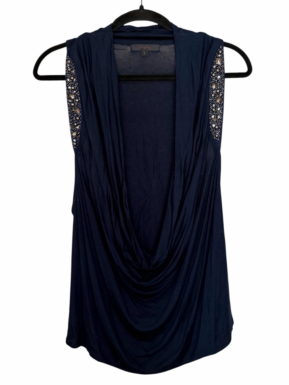 Moa Moa Embellished Beaded Plunge Tank - Size Large